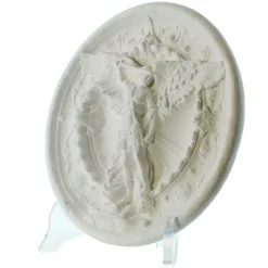 Palais du Rosaire Assiette en plâtre de Saint Michel 15cm avec support acrylique^ Cadre Religieux