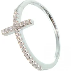 Palais du Rosaire Bague en Argent avec une croix en strass^ Bague Argent