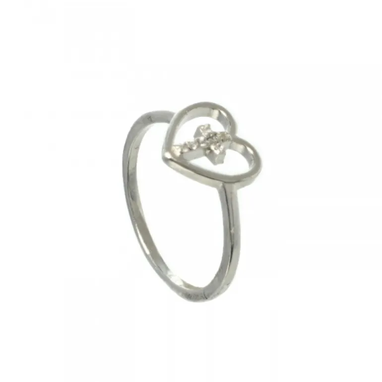 Palais du Rosaire Bague en argent d'une Croix dans un coeur^ Bague Argent