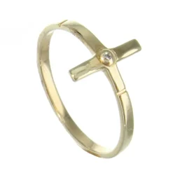 Palais du Rosaire Bague Plaqué Or avec une croix et un zircon^ Bague Plaqué Or