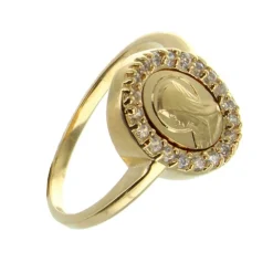Palais du Rosaire Bague Plaqué Or de la Vierge Marie entourée de strass^ Bague Plaqué Or