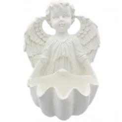 Palais du Rosaire Bénitier en Albatre avec un Ange et des Ailes de 14cm^ Bénitier