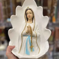 Palais du Rosaire Bénitier en résine avec le buste de Notre Dame de Lourdes 32cm^ Bénitier
