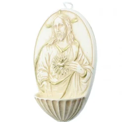 Palais du Rosaire Bénitier ovale du Sacré Coeur en résine 12cm^ Bénitier