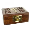 Palais du Rosaire Boîte à chapelet en bois avec croix en laiton 8cm^ Boîte À Chapelet