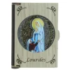 Palais du Rosaire Boîte en bois pour chapelet avec l'Apparition de Lourdes sur fond pailleté^ Boîte À Chapelet