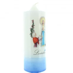 Palais du Rosaire Bougie blanche avec motif Apparition de Lourdes 6x15cm^ Bougie De Dévotion