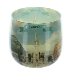 Palais du Rosaire Bougie de Lourdes parfumée à la rose dans un verre 8cm^ Bougie De Dévotion