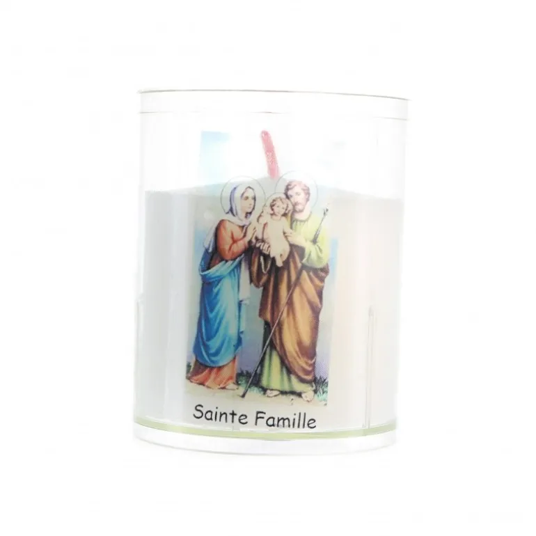 Palais du Rosaire Bougie veilleuse de la Sainte Famille avec prière^ Bougie De Dévotion