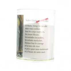 Palais du Rosaire Bougie veilleuse de Notre Dame de Lourdes avec prière^ Bougie De Dévotion