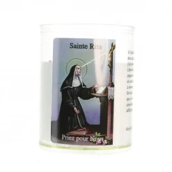 Palais du Rosaire Bougie veilleuse de Sainte Rita avec prière^ Bougie De Dévotion