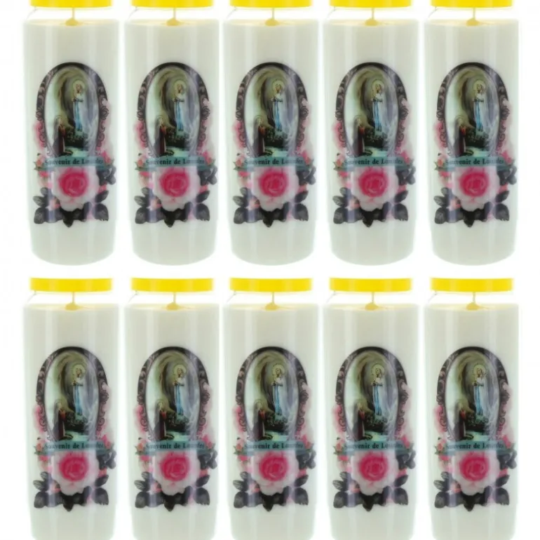 Palais du Rosaire 10 Bougies de Neuvaine Apparition de Lourdes 17,5 cm^ Bougie Neuvaine