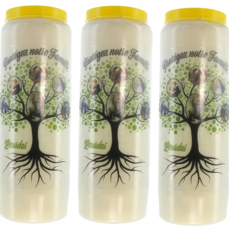 Palais du Rosaire 3 bougies de Neuvaine Arbre de Vie protecteur 17,5cm^ Bougie Neuvaine
