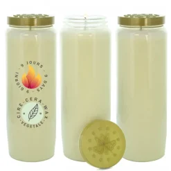 Palais du Rosaire 3 Bougies de neuvaine blanches en cire végétale^ Bougie Neuvaine