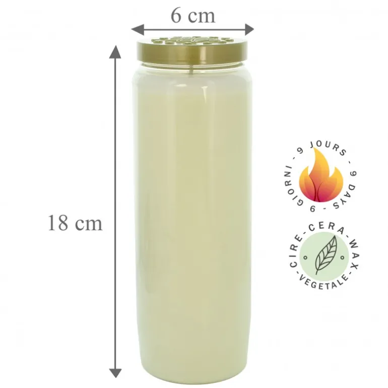Palais du Rosaire 3 Bougies de neuvaine blanches en cire végétale^ Bougie Neuvaine
