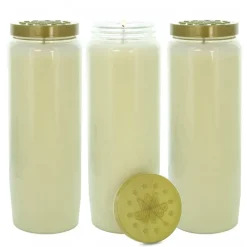 Palais du Rosaire 3 Bougies de neuvaine blanches en cire végétale^ Bougie Neuvaine
