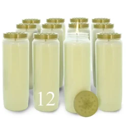 Palais du Rosaire 12 Bougies de neuvaine blanches en cire végétale sans odeur^ Bougie Neuvaine