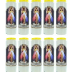 Palais du Rosaire 10 Bougies de Neuvaine Christ Miséricordieux 17,5cm^ Bougie Neuvaine