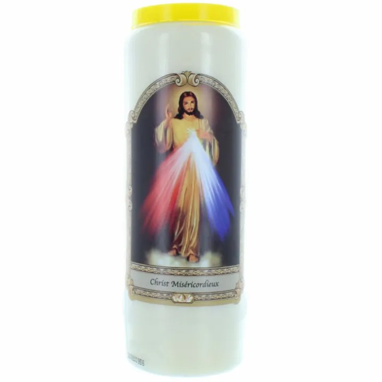 Palais du Rosaire 3 Bougies de Neuvaine Christ Miséricordieux 17,5cm^ Bougie Neuvaine