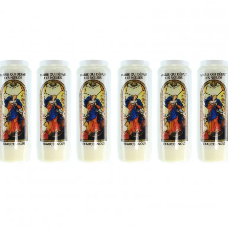 Palais du Rosaire 6 Bougies de Neuvaine de Marie qui défait les nœuds avec prières^ Bougie Neuvaine