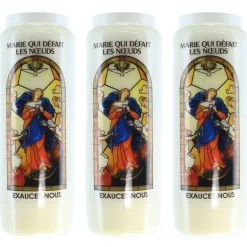 Palais du Rosaire 3 Bougies de Neuvaine de Marie qui défait les nœuds avec prières^ Bougie Neuvaine