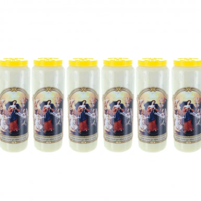 Palais du Rosaire 6 Bougies de Neuvaine de Marie qui défait les noeuds 17,5 cm^ Bougie Neuvaine