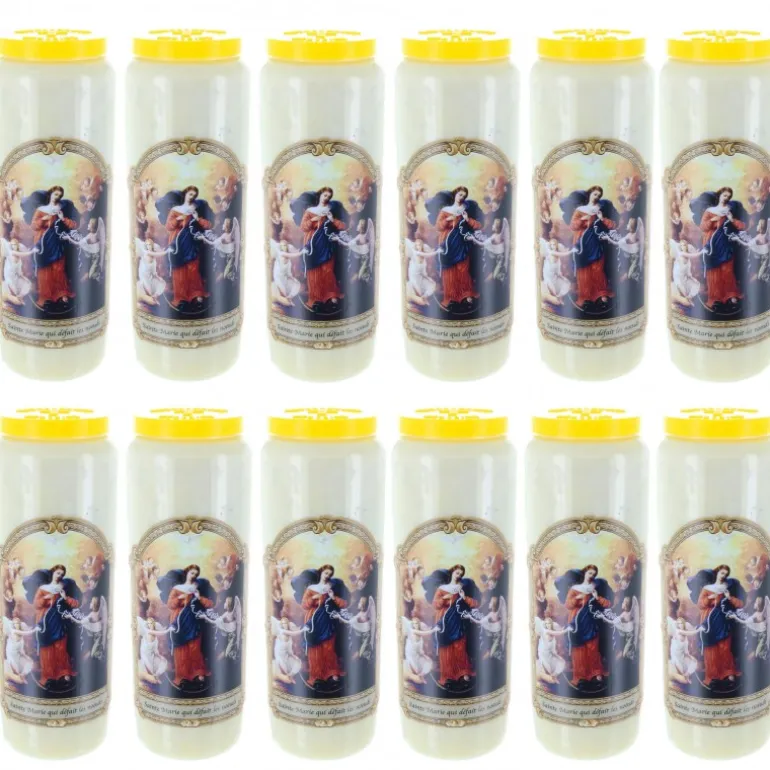 Palais du Rosaire 12 Bougies de Neuvaine de Marie qui défait les noeuds 17,5 cm^ Bougie Neuvaine