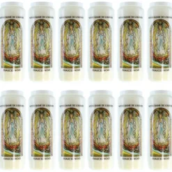 Palais du Rosaire 12 Bougies de Neuvaine de Notre Dame de Lourdes avec prières au dos^ Bougie Neuvaine