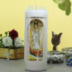 Palais du Rosaire 10 Bougies de Neuvaine de Notre Dame de Lourdes avec prières au dos^ Bougie Neuvaine