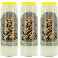 Palais du Rosaire 3 Bougies de Neuvaine de Notre Dame du Perpétuel Secours 17,5cm^ Bougie Neuvaine