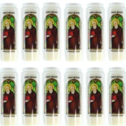Palais du Rosaire 12 Bougies de Neuvaine de Saint Benoît avec prières^ Bougie Neuvaine