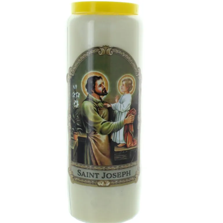 Palais du Rosaire 3 Bougies de neuvaine de Saint Joseph 17,5cm^ Bougie Neuvaine