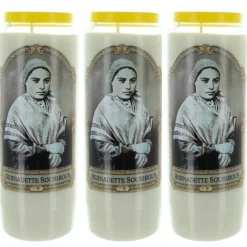 Palais du Rosaire 3 Bougies de Neuvaine de Sainte Bernadette 17,5cm^ Bougie Neuvaine