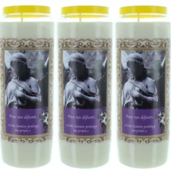 Palais du Rosaire 3 Bougies de Neuvaine pour les Défunts 17,5cm^ Bougie Funéraire | Bougie Neuvaine