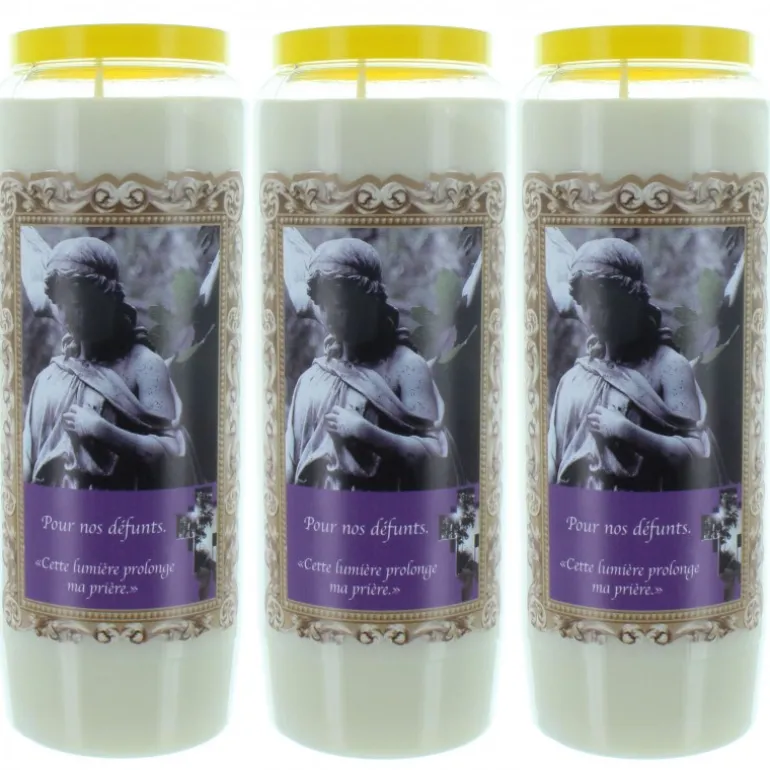 Palais du Rosaire 3 Bougies de Neuvaine pour les Défunts 17,5cm^ Bougie Funéraire | Bougie Neuvaine