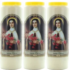 Palais du Rosaire 3 Bougies de Neuvaine Sainte Thérèse 17,5 cm^ Bougie Neuvaine