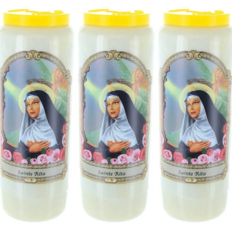 Palais du Rosaire 3 Bougies de Neuvaine Sainte Rita 17,5 cm^ Bougie Neuvaine