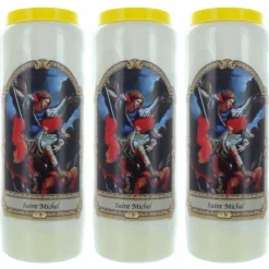 Palais du Rosaire 3 Bougies de Neuvaine Saint Michel 17,5 cm^ Bougie Neuvaine