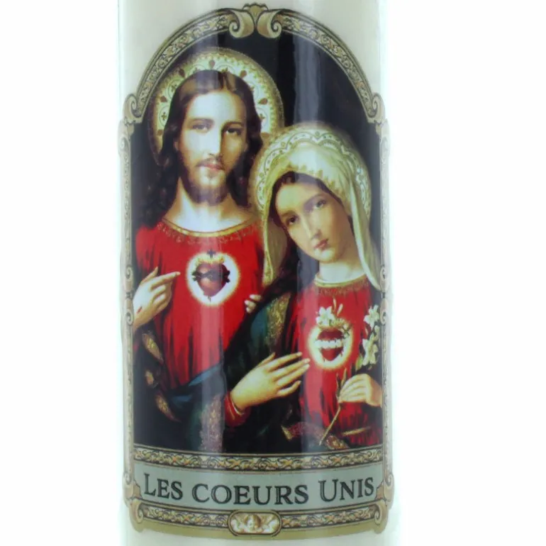 Palais du Rosaire 3 Bougies neuvaine les Coeurs Unis 17,5cm^ Bougie Neuvaine