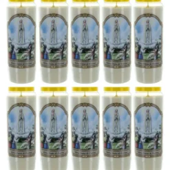 Palais du Rosaire 10 Bougies Neuvaine Notre Dame de Fatima 17,5cm^ Bougie Neuvaine