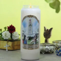 Palais du Rosaire 10 Bougies Neuvaine Notre Dame de Fatima 17,5cm^ Bougie Neuvaine