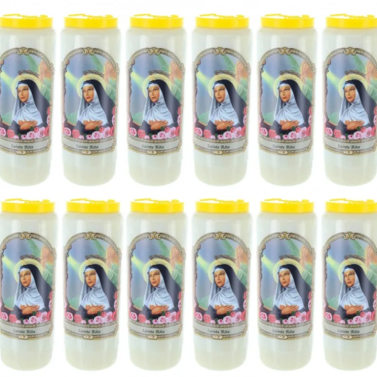 Palais du Rosaire 12 Bougies Neuvaine Sainte Rita 17,5 cm^ Bougie Neuvaine