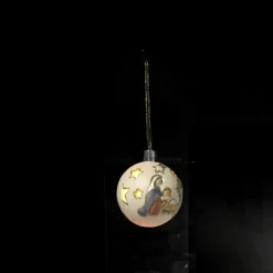 Palais du Rosaire Boule de Noel de la Sainte Famille en Bois avec Led de 7cm colorée^ Décoration De Noël