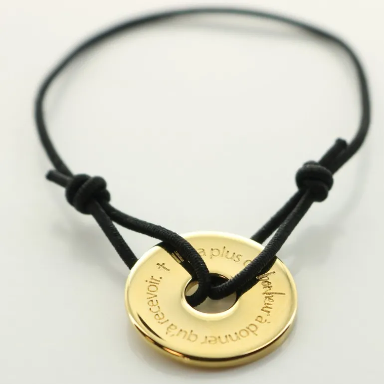 Palais du Rosaire Bracelet anneau en laiton doré " Il y a plus de bonheur à donner qu'à recevoir"^ Bracelet Fantaisie
