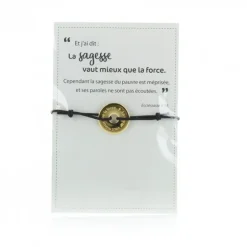 Palais du Rosaire Bracelet anneau en laiton doré "La sagesse vaut mieux que la force"^ Bracelet Fantaisie