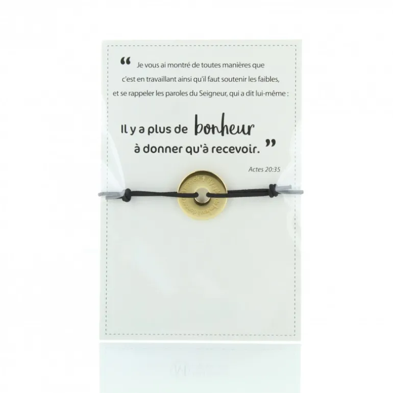 Palais du Rosaire Bracelet anneau en laiton doré " Il y a plus de bonheur à donner qu'à recevoir"^ Bracelet Fantaisie