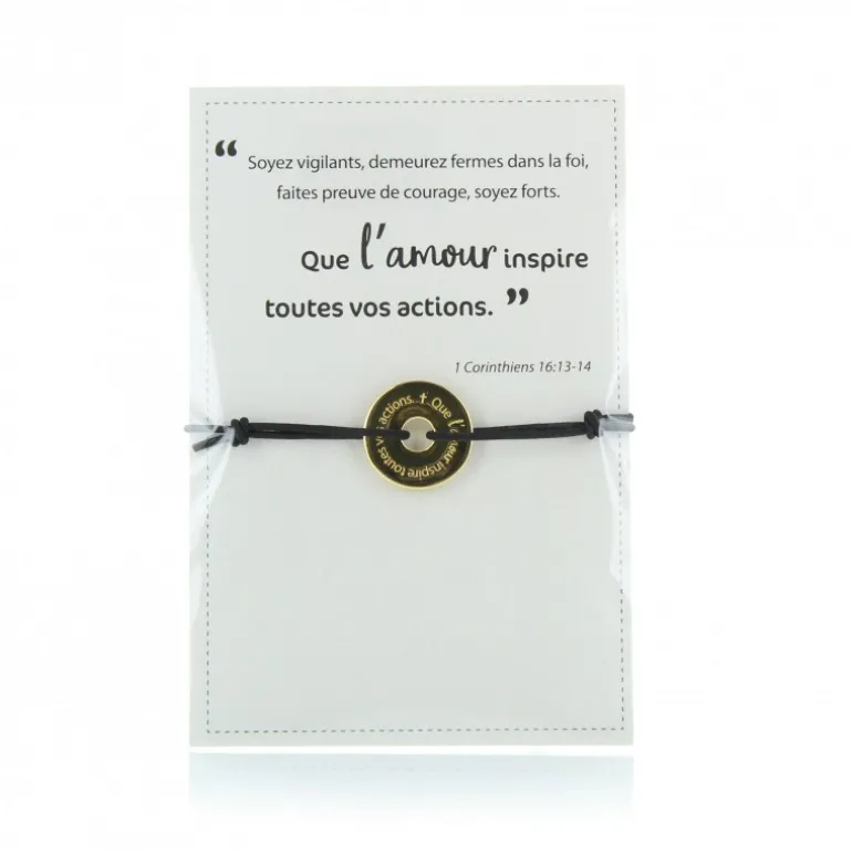 Palais du Rosaire Bracelet anneau en laiton doré "Que l'amour inspire toutes vos actions"^ Bracelet Fantaisie