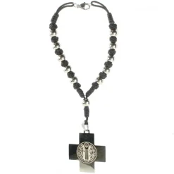 Palais du Rosaire Bracelet avec une croix en acier de Saint Benoit^ Bracelet Fantaisie