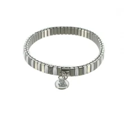 Palais du Rosaire Bracelet blanc et argenté avec une médaille de Lourdes^ Bracelet Fantaisie