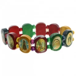 Palais du Rosaire Bracelet bois chrétien images de saints^ Bracelet Fantaisie